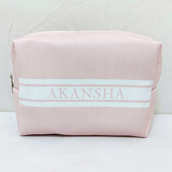 Personalised Pink Stripes Printed Box Pouch